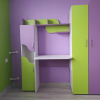 Детско легло с гардероб и бюро JOY, снимка 4 - Мебели за детската стая - 44599163