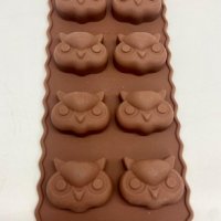 8 бр сова бухал глава силиконов молд форма фондан шоколад гипс, снимка 1 - Форми - 39069571
