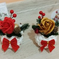 Коледни кашпи със сапунени коледни звезди и рози, снимка 3 - Коледни подаръци - 38798968