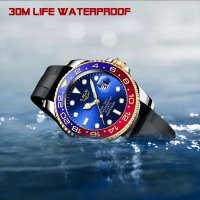 LIGE спортен,моден кварцов часовниk модел 2023,водоусточив,дата,въртящ се безел, уникален дизайн , снимка 4 - Мъжки - 41559068