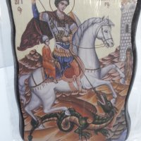 Луксозна икона на платно на Свети Георги Победоносец- Мат вариант Пастел., снимка 1 - Икони - 40528066