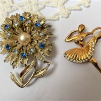 Красиви брошки от Англия с перли и камъни, снимка 3 - Антикварни и старинни предмети - 41223601