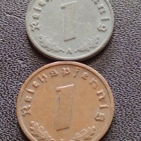 Две монети 1 райхспфенинг 1939г. / 1 райхспфенинг 1943г. Трети райх с СХВАСТИКА редки 14742, снимка 1 - Нумизматика и бонистика - 40649833
