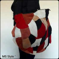 Асиметрична дамска чанта от естествена кожа с две лица! Ръчна изработка!, снимка 3 - Чанти - 34190696