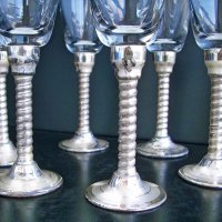 Сервиз чаши за шампанско кристал сребро Бохемия, снимка 4 - Други ценни предмети - 35814695