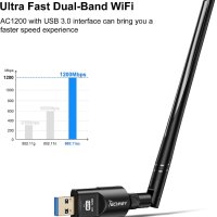 Мрежови адаптер Techkey AC1200, 1200 Mbps,Dual band, Wireless-AC, USB, 6dBi, снимка 2 - Мрежови адаптери - 40257247