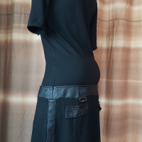 CARELL THOMAS M Черна рокля от трико и кожа с долна талия , снимка 3 - Рокли - 36060120