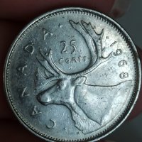 25 цента сребро 1968 г Канада

, снимка 2 - Нумизматика и бонистика - 41608866