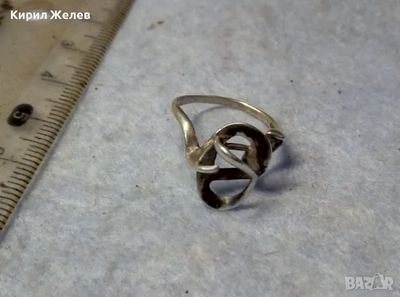 СТАР АР НУВО СТИЛ СРЕБЪРЕН ПРЪСТЕН СРЕБРО 925 с МЯСТО За ВГРАЖДАНЕ на СКЪП КАМЪК КАБОШОН 49716, снимка 1