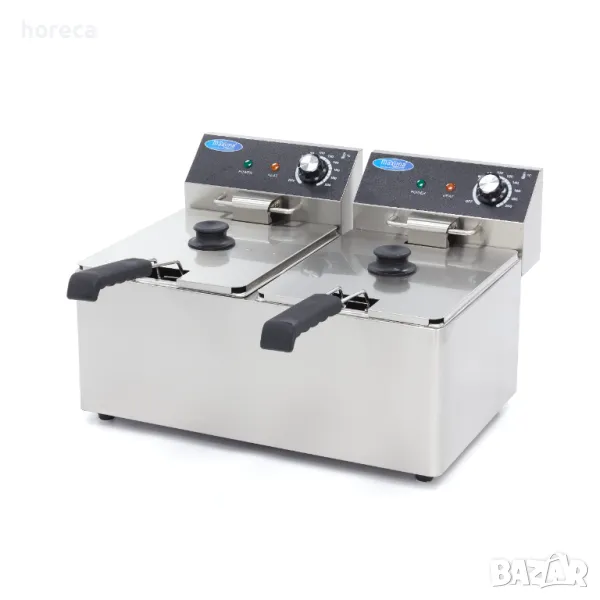 Електрически фритюрник 2 x 8 л - студена зона, от 50°C до 200°C, снимка 1