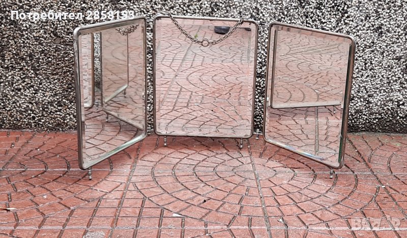 Военно офицерско сгъваемо огледало, триптих 19 в, снимка 1