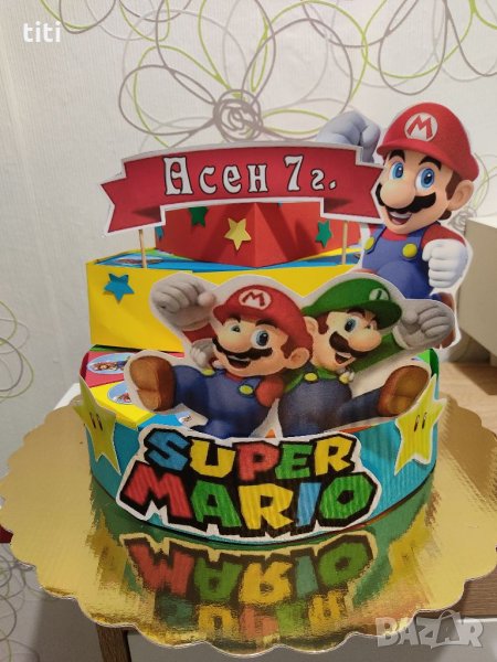 Картонена торта Супер Марио , снимка 1