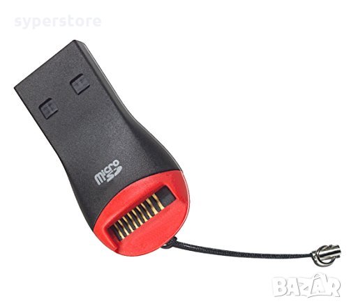 Card Reader Mini Четец на карти Digital One SP00329 Mini за MicroSD карти на USB Черно-червен, снимка 1