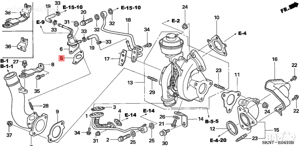 Гарнитура за турбо за ХОНДА АКОРД СИВИК ЦРВ HONDA ACCORD CIVIC CR-V 17136RMAE01 17136-RMA-E01 OEM, снимка 1