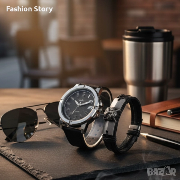 Спортен мъжки часовник Geduo и гривна в луксозна кутия, снимка 1