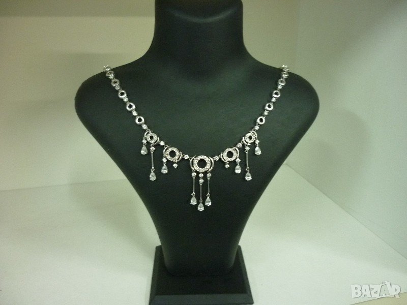 Сребърно колие с циркони, снимка 1
