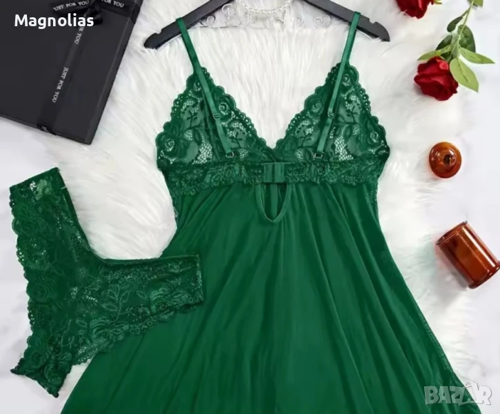 Комплект от 2 бр. дантелени нощници за жени, снимка 1