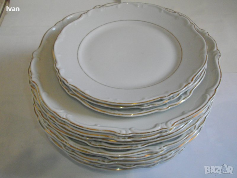 Bavaria-Herlet Jacob-Germany-Немски Порцелан-Чинии-Ф190мм-ф250мм-Стил Барок/Релеф-Бавария, снимка 1