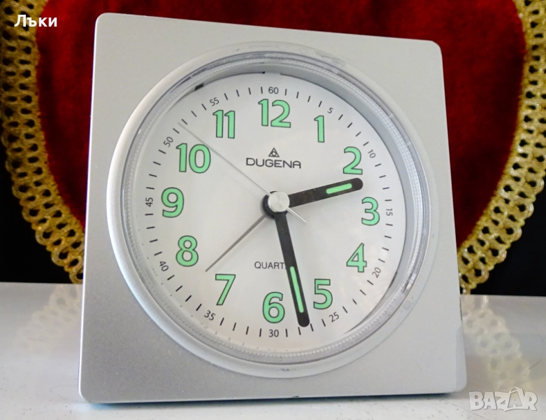 Настолен часовник,будилник Dugena,безшумен. , снимка 1