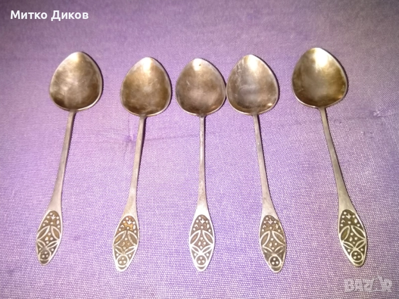 Лъжички малки СССР винтидж мелхиор 5 броя 120мм, снимка 1