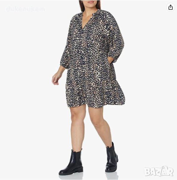 Ежедневна дамска рокля с деколте и волани на нива размер 3XL, снимка 1