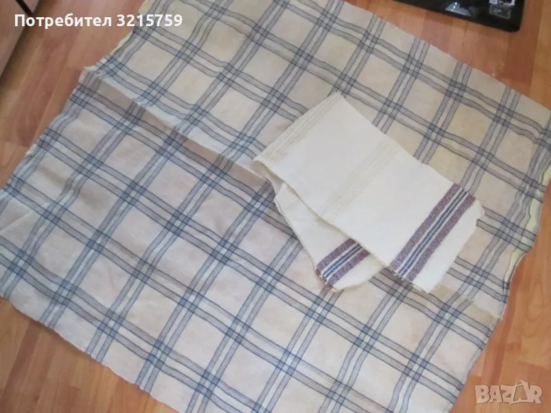 Антикварни кенарени покривка и кърпа-ръчно тъкани, снимка 1