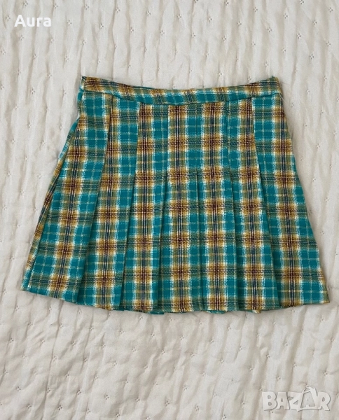 Plaid Pleated Mini Skirt , снимка 1