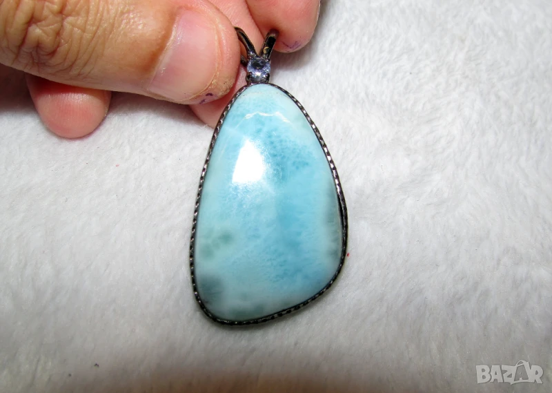 925 сребърно колие с ларимар, снимка 1