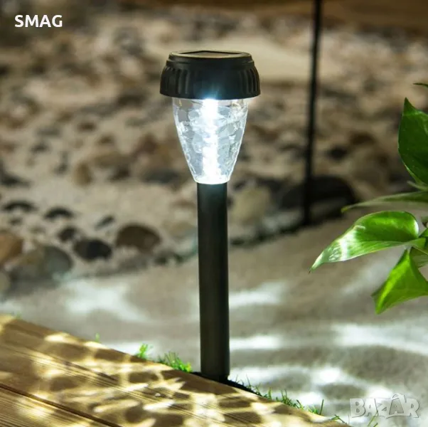 Слънчева соларна лампа фенер черен 21.5см S_1140496, снимка 1