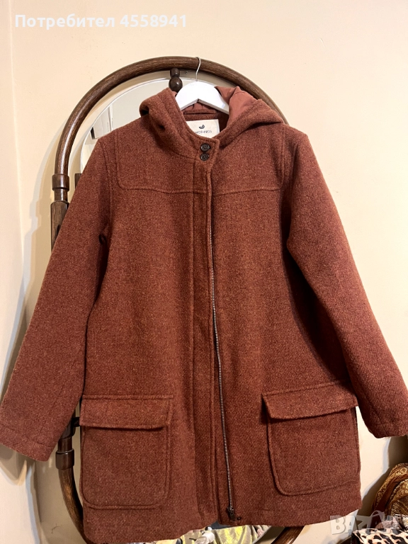 топло кафяво палто от 100% вълна, снимка 1