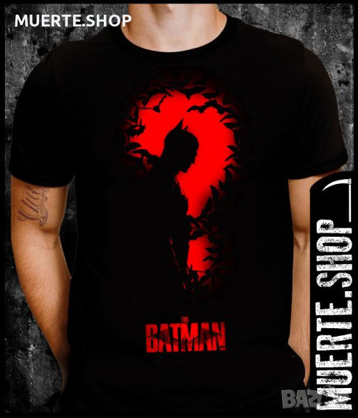 Черна тениска с щампа BATMAN 2022 QUESTION, снимка 1