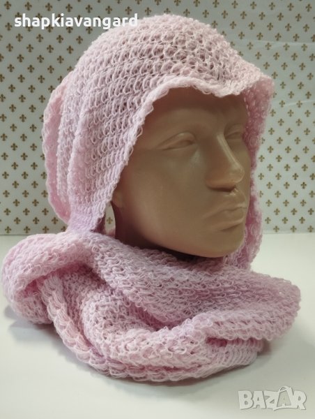 Дамски плетен шал обръч в розово  - 279, снимка 1