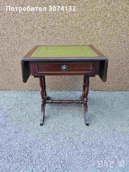 Разтегателна помощна масичка с кожа, снимка 1