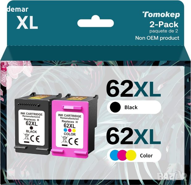 Комбиниран пакет касети с мастило Tomokep 62XL, черно и цветно, снимка 1