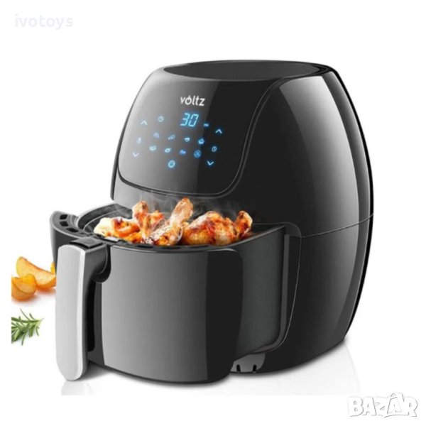 Фритюрник с горещ въздух Air Fryer Voltz/Rosberg V51980F, 1800W, 6.0 литра, Черен, снимка 1