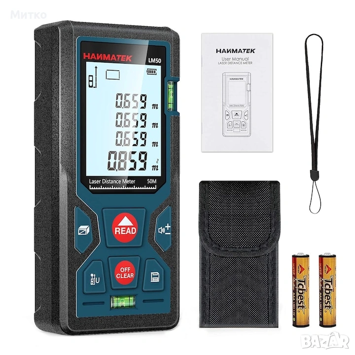 Далекомер с лазер, 50 m, точност +/- 1.5mm, IP54 защита (дъжд и прах), JENUOS, предпазна чанта, , снимка 1