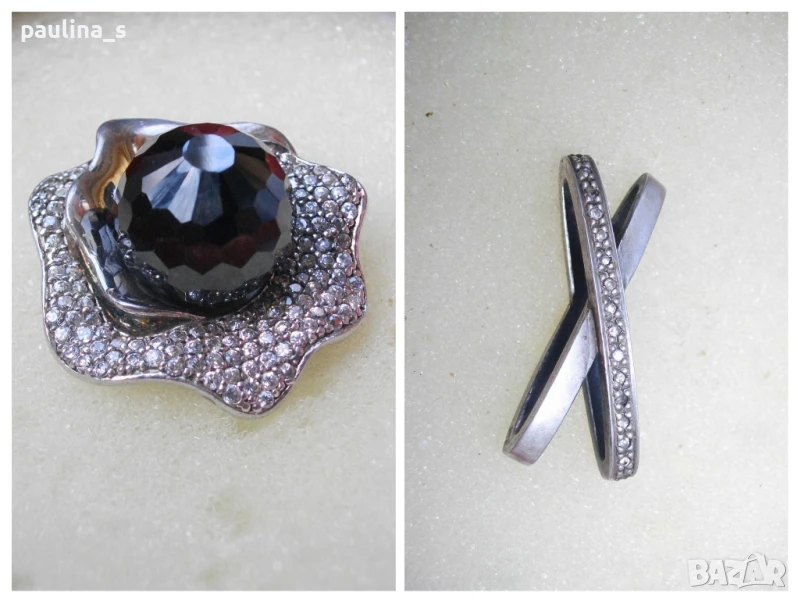 Винтидж / Два различни броя / Масивен дизайнерски медальон Цвете и "Nicolas" / проба 925 , снимка 1