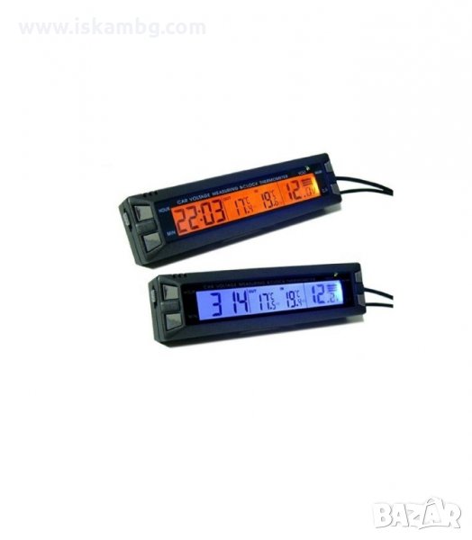 ЧАСОВНИК ЗА КОЛА С ТЕРМОМЕТЪР И ВОЛТМЕТЪР - код E30, снимка 1