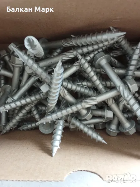 Винт,винтове, дърво 8x75,шестостенна глава,TORX,шайба,връх17,цинк-ламелно покр., торнадо 50бр, снимка 1