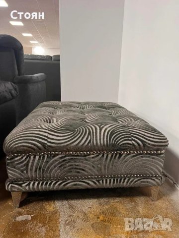 Двуцветна сива табуретка от плат, снимка 6 - Дивани и мека мебел - 40781688