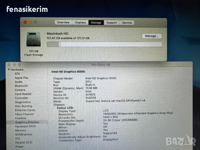 13.3' Core i5 Apple MacBook Air 2015 4GB RAM/128GB SSD/Intel HD 6000/Батерия 8 часа, снимка 7 - Лаптопи за работа - 52372451