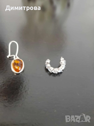 Единични обеци сребро, снимка 2 - Обеци - 52347791