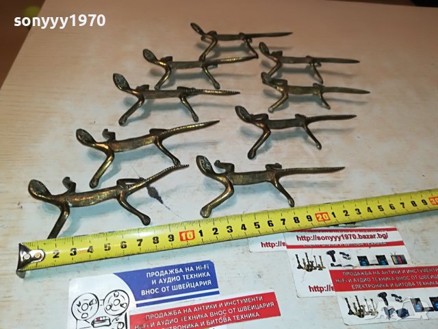 МЕД МЕСИНГ 9бр ФИГУРИ САЛАМАНДЪР ОТ ФРАНЦИЯ М0406230721, снимка 6 - Антикварни и старинни предмети - 40950412