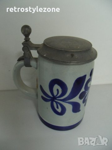 № 5633 стара порцеланова халба с метален капак   - надпис / маркировка  - размери - височина 16 см ,, снимка 4 - Други ценни предмети - 34297848