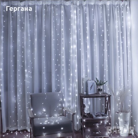 Лед завеса с 300 Лед лампички, снимка 3 - Декорация за дома - 38648593