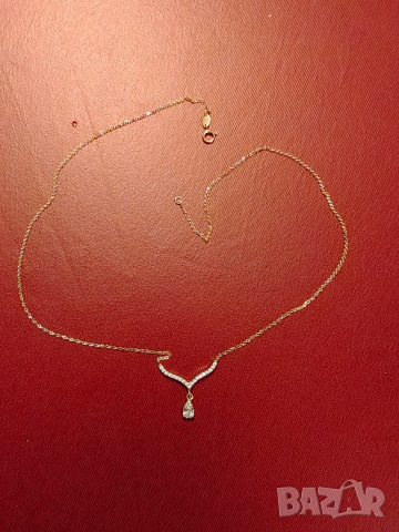 Страхотно златно колие с мойсанити , снимка 3 - Колиета, медальони, синджири - 52469541