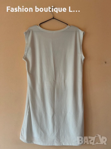 Бяла овърсайз дамска туника 🤍🖤, снимка 3 - Рокли - 52990129