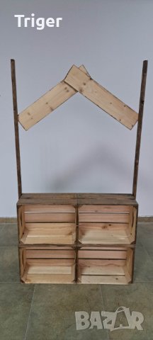 Ръчно изработен дървен щанд и пейка с облегалка, снимка 6 - Декорация за дома - 39404698