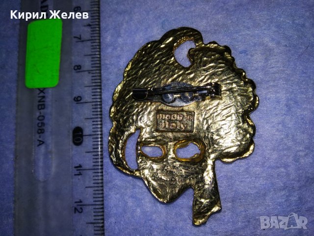 СТАРА РЯДКА БРОНЗОВА ЕМАЙЛИРАНА СКЪПОЦЕННА ВЕНЕЦИАНСКА КАРНАВАЛНА ПОЗЛАТЕНА БРОШКА 37686, снимка 14 - Антикварни и старинни предмети - 40684818