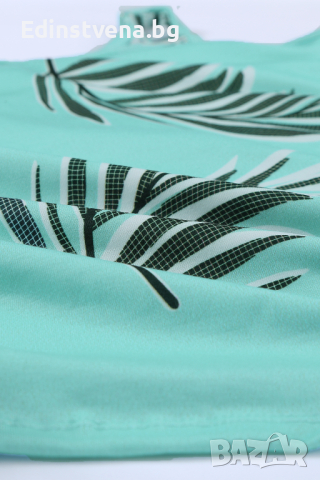 Дамски потник в синьо-зелено с тропически принт и регулируеми презрамки, снимка 13 - Потници - 44821619
